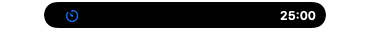 Collapsed notch with a timer icon and a 25-minute countdown